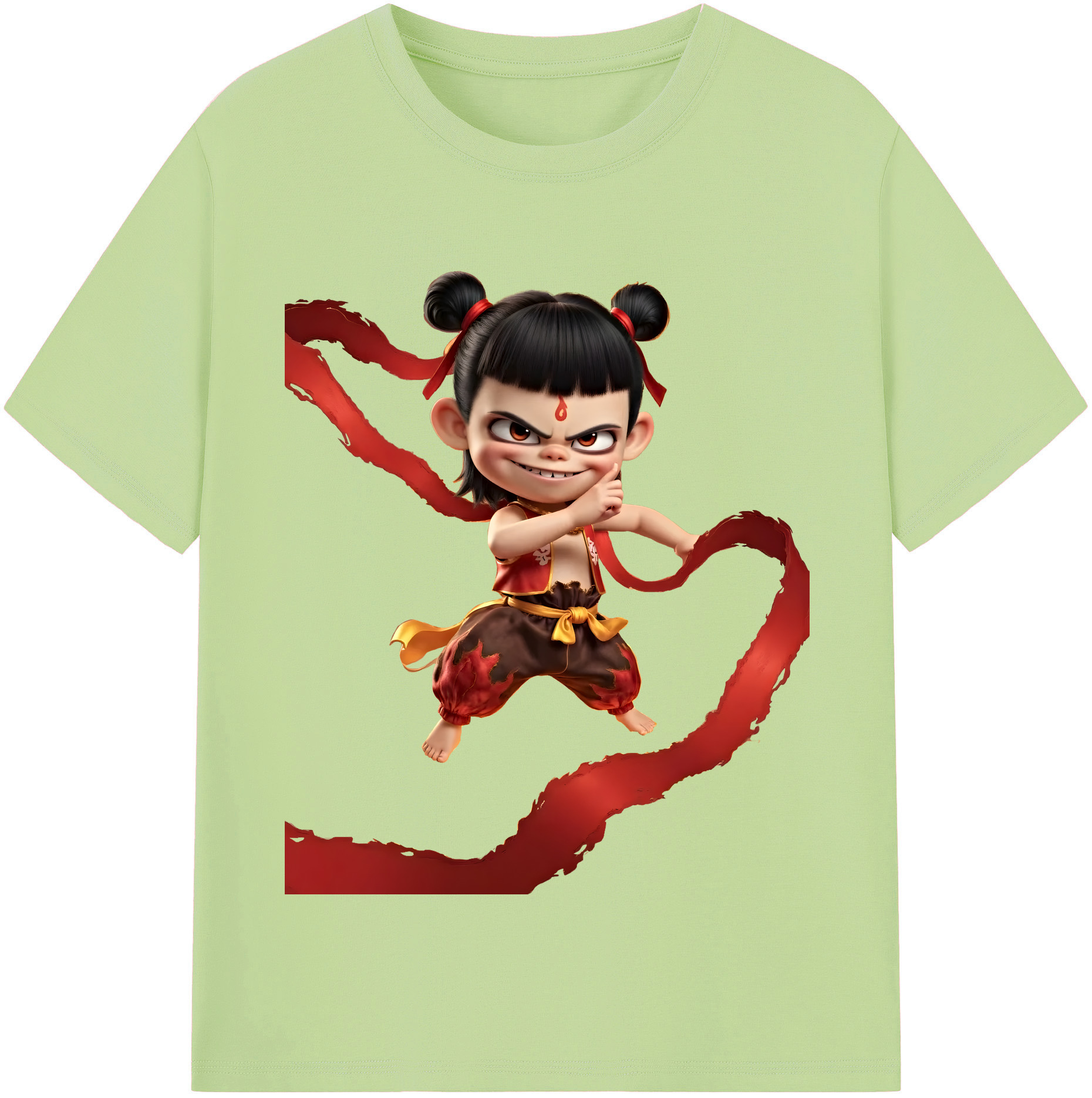 （画像用） Ne Zha 2 ナタ 魔童の大暴れ 綿100％半袖Tシャツ（フロントプリント）